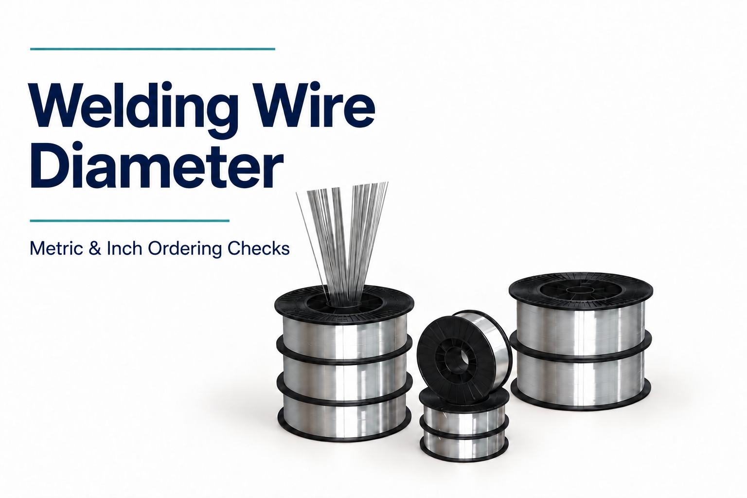 Website aluminum welding wire spools with the heading Welding Wire Diameter.